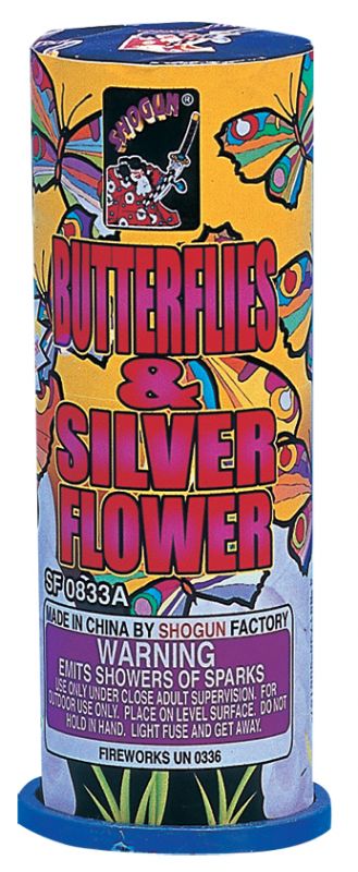 BUTTERFLIES & SILVER FLOWER LARGE 6"